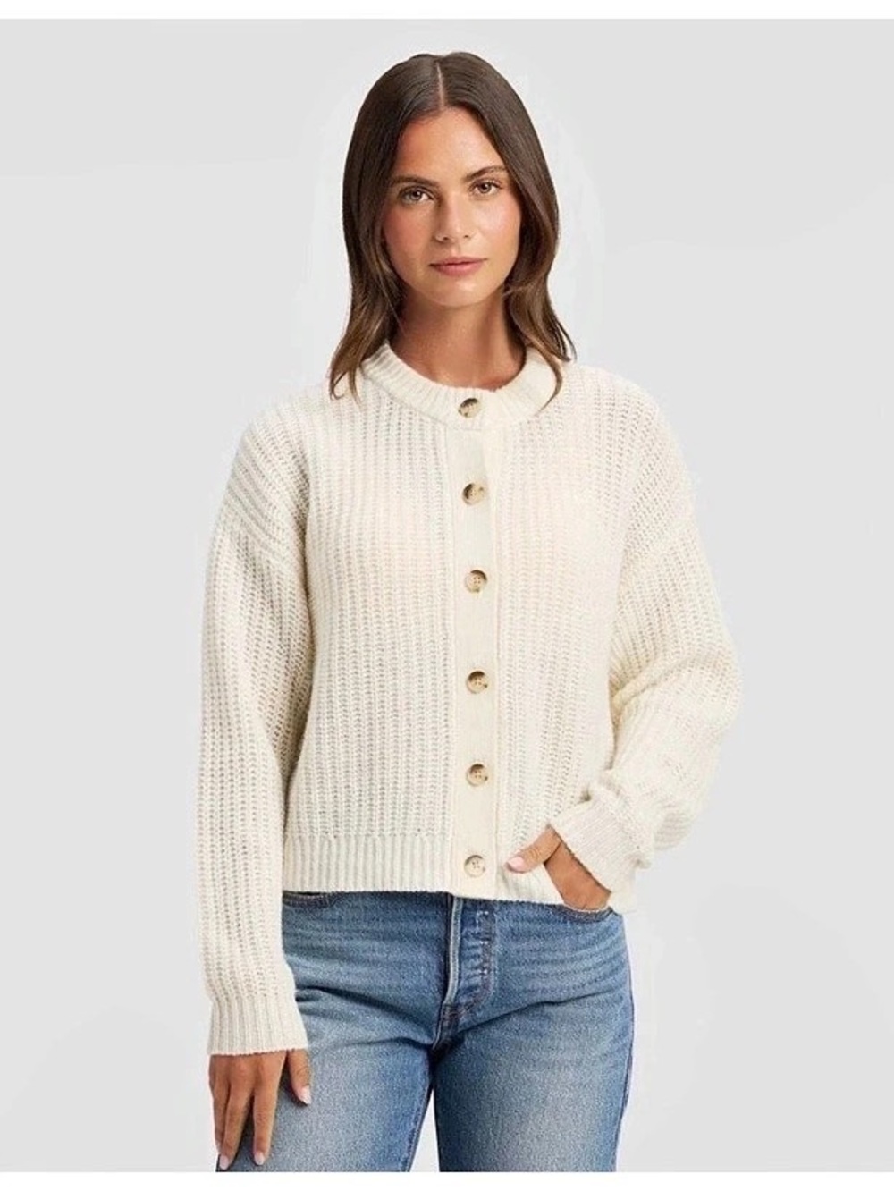 Cozy Earth Cream Button-Front Cardigan New with tags size Med